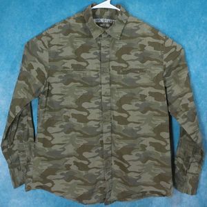 Mossimo Supply Co Long Sleeve Button Up Athletic Fit CAMO shirt, Size Large